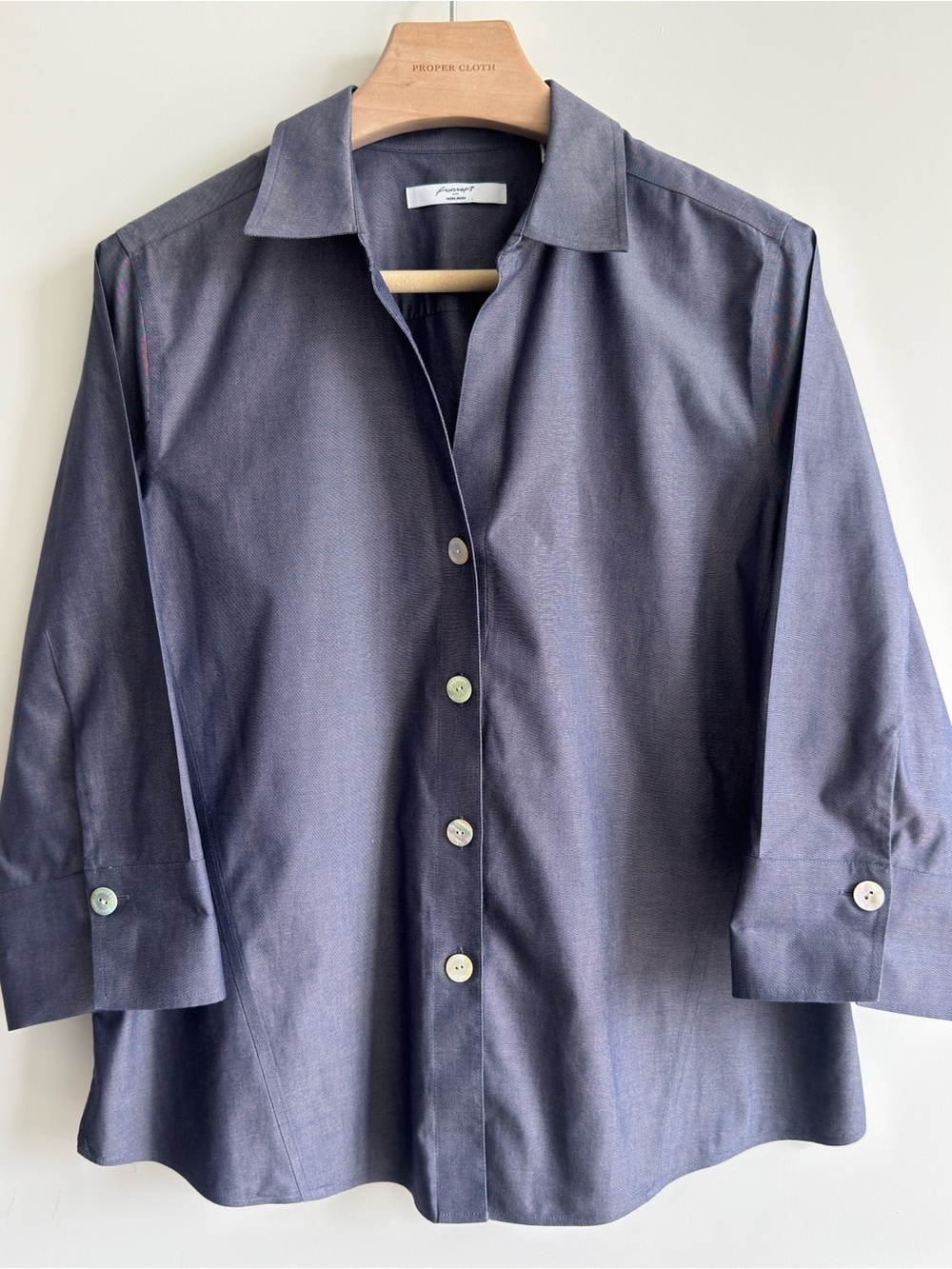 Foxcroft Light Blue Button-Down Shirt with Point Collar
